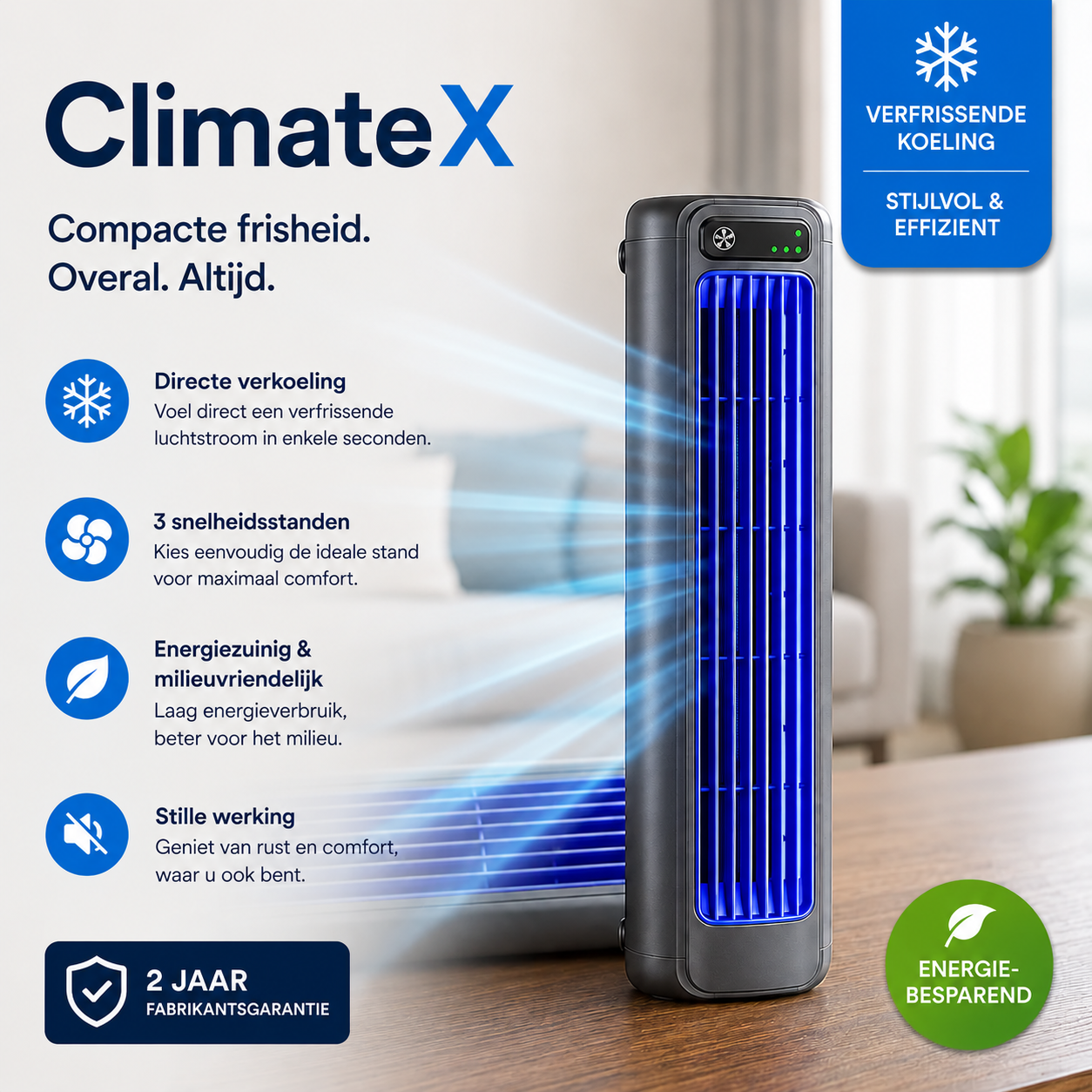 ClimateX - Mobiele Klimaanlage – Geen Installatie Nodig | Koelt Met Één Druk op de Knop