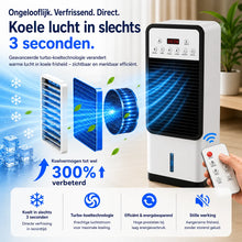 Afbeelding in Gallery-weergave laden, VrijKlima Max - Mobiele allround airconditioner – Koelen in de zomer, verwarming in de winter | Geen installatie nodig
